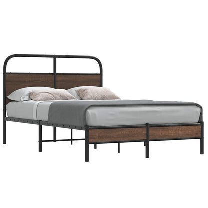 Bed Frame without Mattress 140x200 cm Brown Oak Engineered Wood