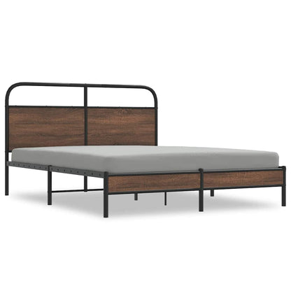 Bed Frame without Mattress 150x200 cm King Size Brown Oak Engineered Wood
