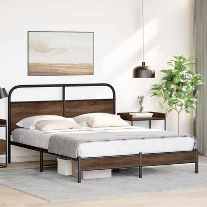 Bed Frame without Mattress 150x200 cm King Size Brown Oak Engineered Wood