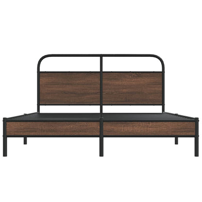 Bed Frame without Mattress 150x200 cm King Size Brown Oak Engineered Wood