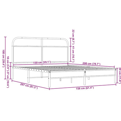 Bed Frame without Mattress 150x200 cm King Size Brown Oak Engineered Wood
