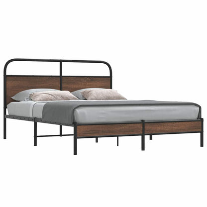 Bed Frame without Mattress 150x200 cm King Size Brown Oak Engineered Wood
