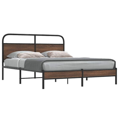 Bed Frame without Mattress 160x200 cm Brown Oak Engineered Wood