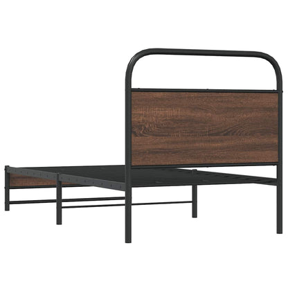 Bed Frame without Mattress 100x190 cm Brown Oak Engineered Wood