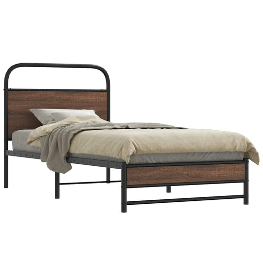 Bed Frame without Mattress 100x190 cm Brown Oak Engineered Wood