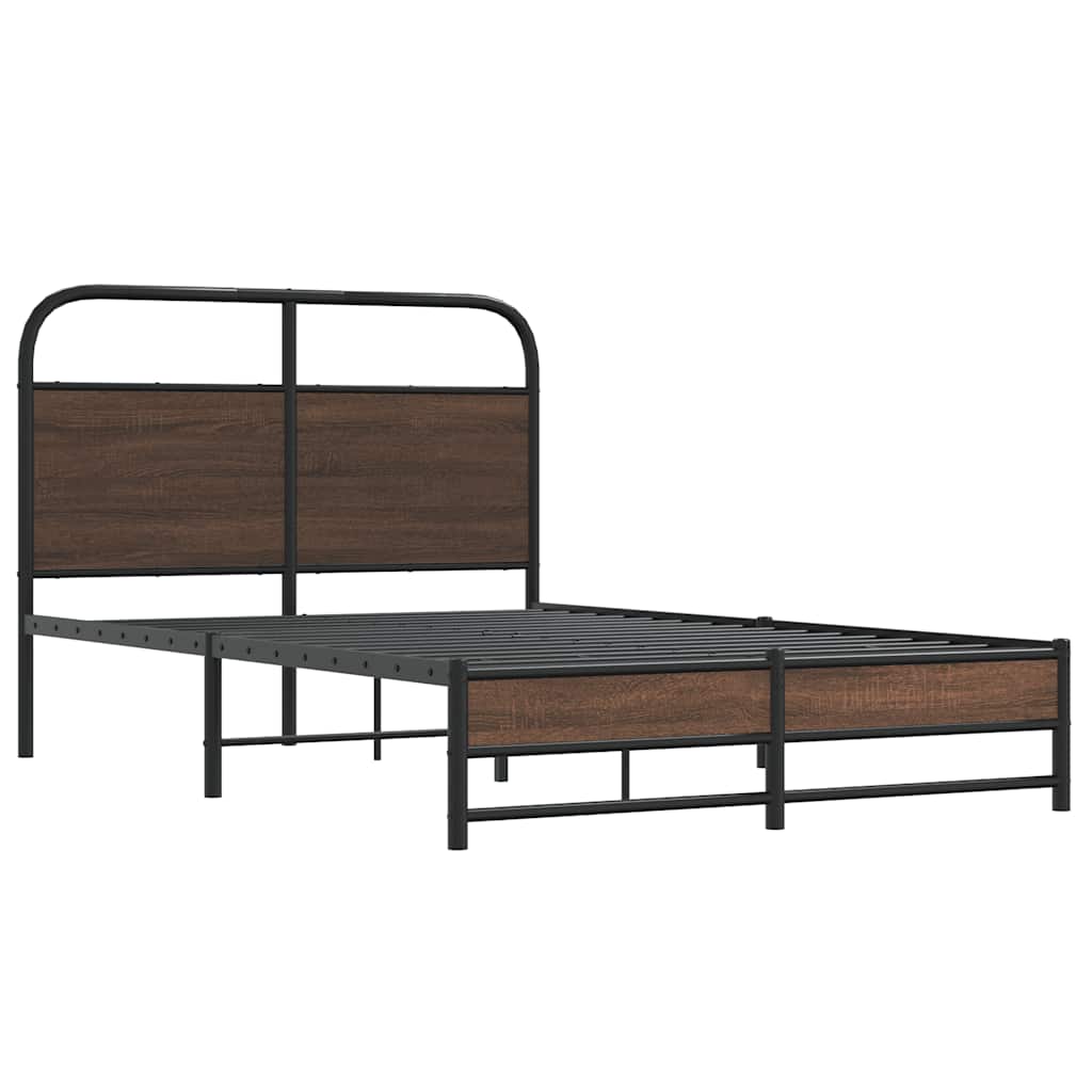 Bed Frame without Mattress 120x190 cm Brown Oak Engineered Wood