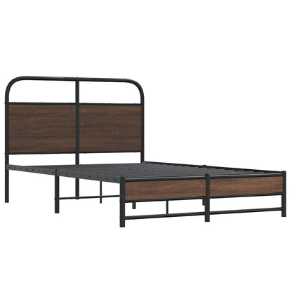 Bed Frame without Mattress 120x190 cm Brown Oak Engineered Wood