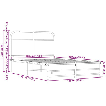 Bed Frame without Mattress 120x190 cm Brown Oak Engineered Wood