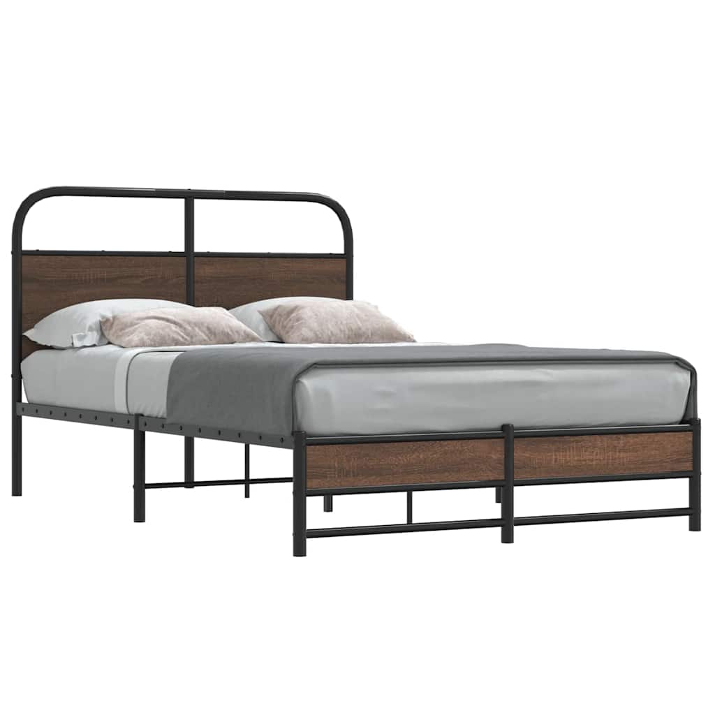 Bed Frame without Mattress 120x190 cm Brown Oak Engineered Wood