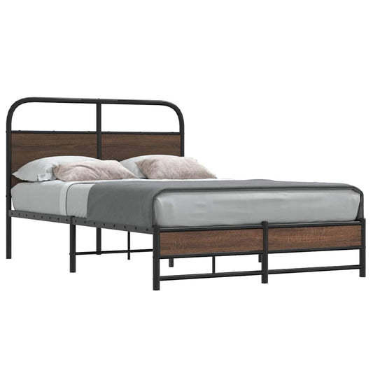 Bed Frame without Mattress 120x190 cm Brown Oak Engineered Wood