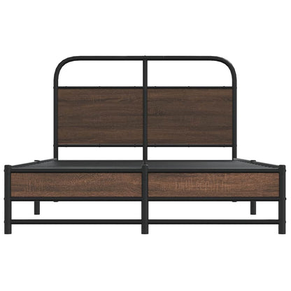 Bed Frame without Mattress 135x190 cm Brown Oak Engineered Wood