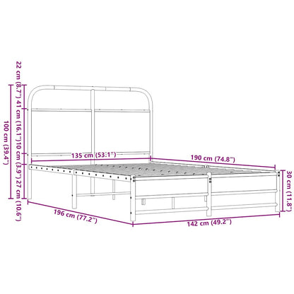 Bed Frame without Mattress 135x190 cm Brown Oak Engineered Wood