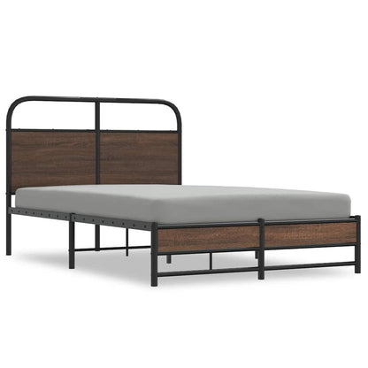 Bed Frame without Mattress 140x190 cm Brown Oak Engineered Wood