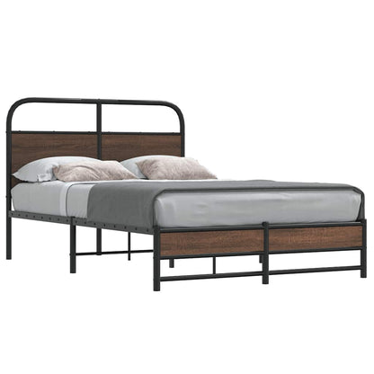 Bed Frame without Mattress 140x190 cm Brown Oak Engineered Wood