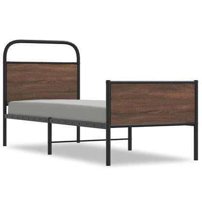 Bed Frame without Mattress 75x190 cm Brown Oak Engineered Wood