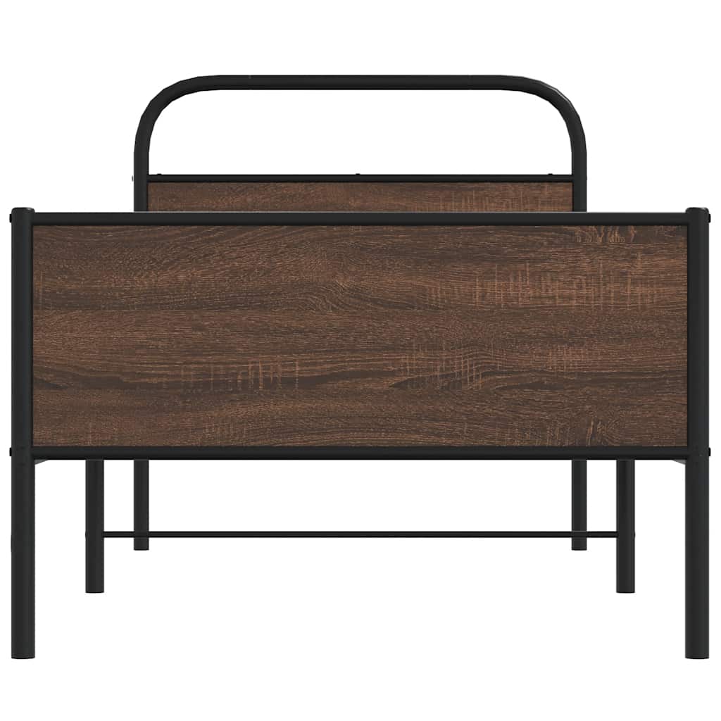 Bed Frame without Mattress 90x190 cm Brown Oak Engineered Wood