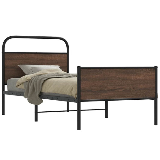 Bed Frame without Mattress 90x190 cm Brown Oak Engineered Wood