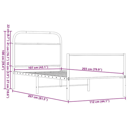 Bed Frame without Mattress 107x203 cm Brown Oak Engineered Wood
