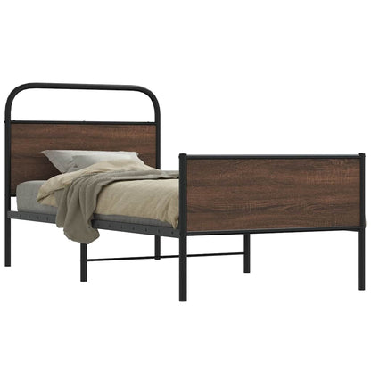 Bed Frame without Mattress 107x203 cm Brown Oak Engineered Wood