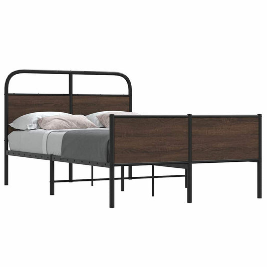 Bed Frame without Mattress 120x190 cm Brown Oak Engineered Wood