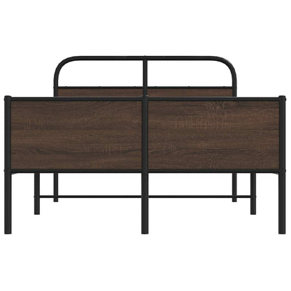Bed Frame without Mattress 140x190 cm Brown Oak Engineered Wood