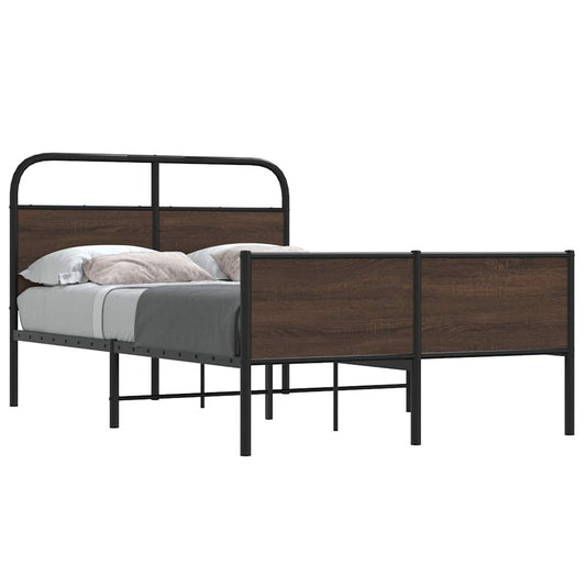 Bed Frame without Mattress 140x190 cm Brown Oak Engineered Wood