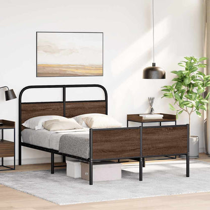 Bed Frame without Mattress 140x200 cm Brown Oak Engineered Wood