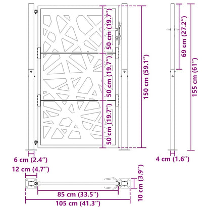 Garden Gate Black 105x155 cm Steel Light Design