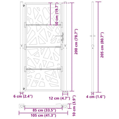 Garden Gate Black 105x205 cm Steel Light Design