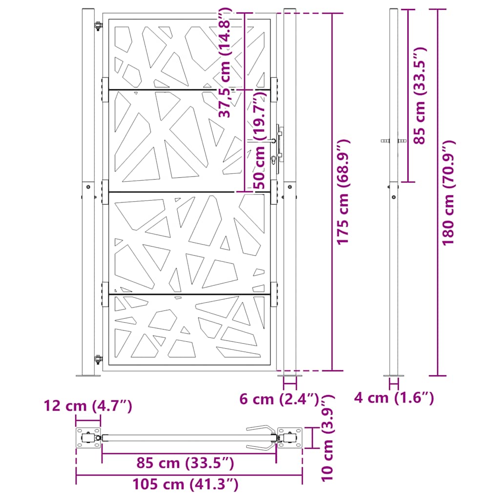 Garden Gate 105x180 cm Weathering Steel Light Design