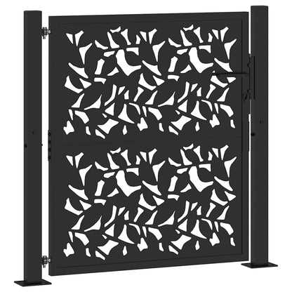 Garden Gate Black 105x106 cm Steel Leaf Design
