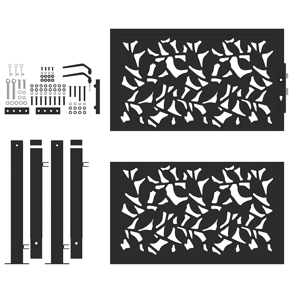 Garden Gate Black 105x106 cm Steel Leaf Design
