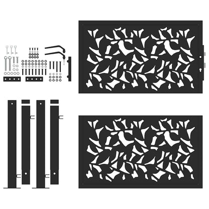 Garden Gate Black 105x106 cm Steel Leaf Design