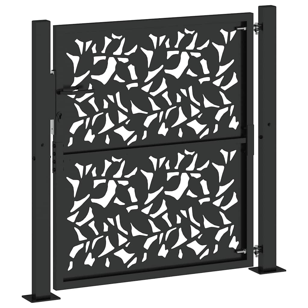 Garden Gate Black 105x106 cm Steel Leaf Design