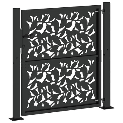 Garden Gate Black 105x106 cm Steel Leaf Design