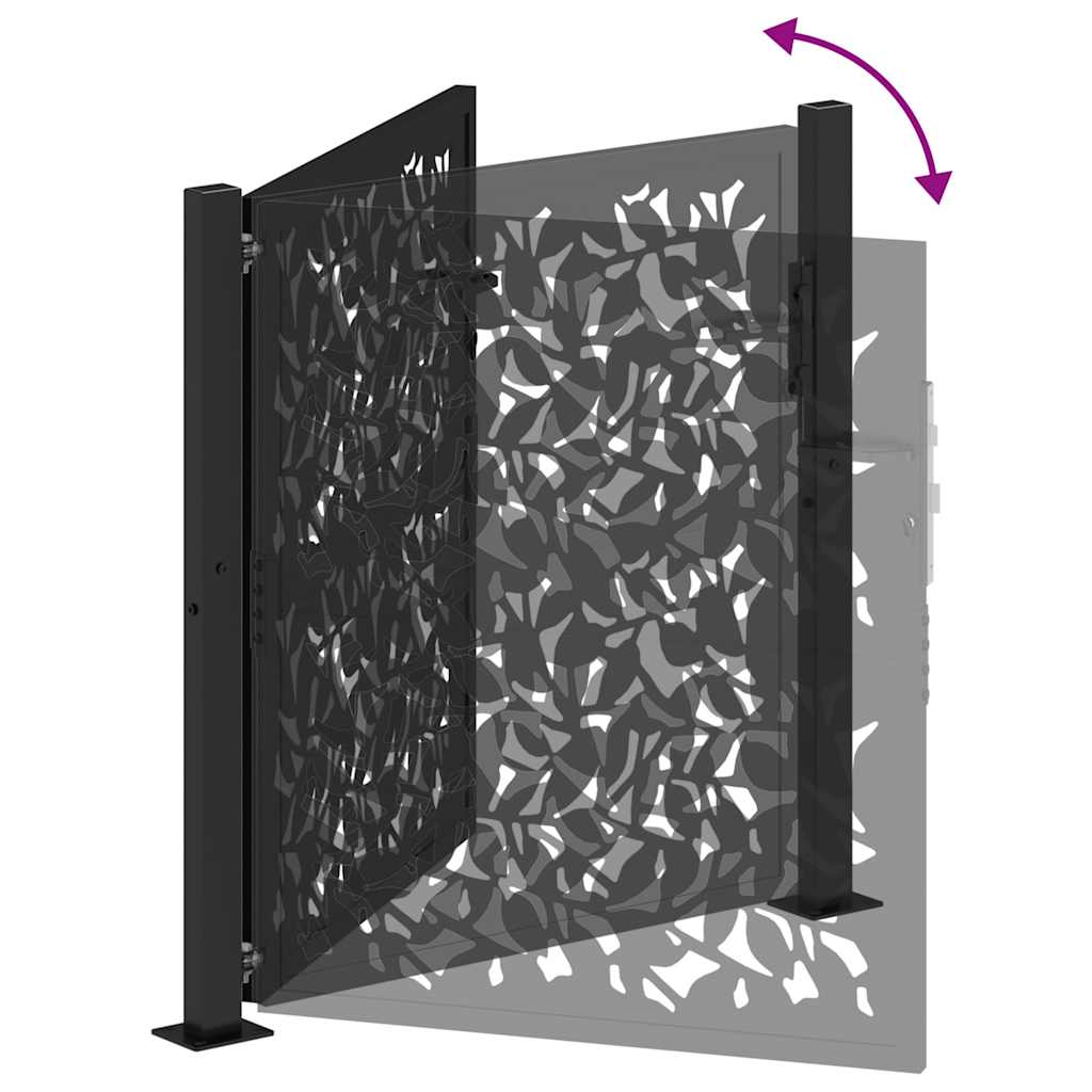 Garden Gate Black 105x106 cm Steel Leaf Design