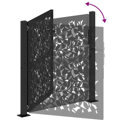Garden Gate Black 105x106 cm Steel Leaf Design