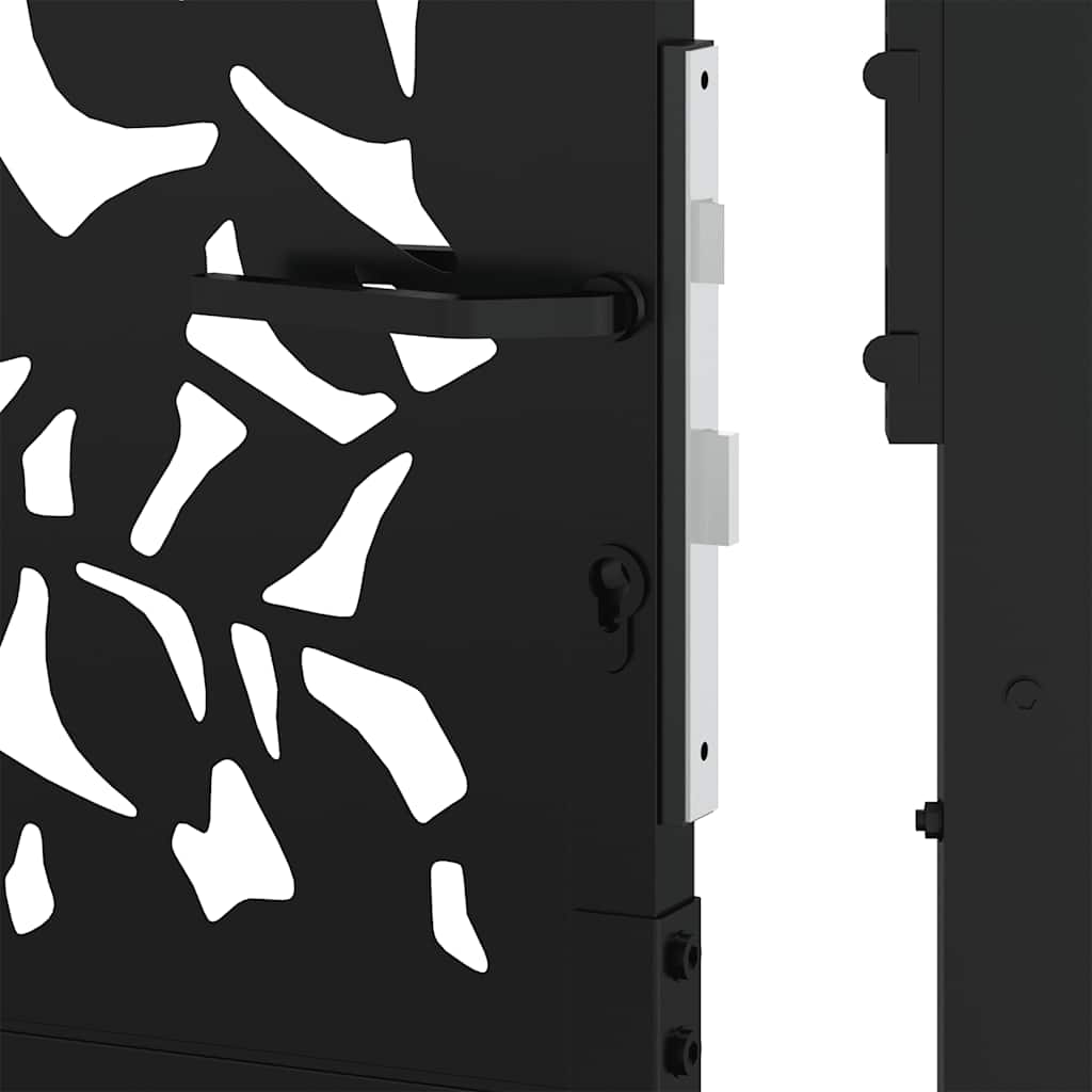 Garden Gate Black 105x106 cm Steel Leaf Design