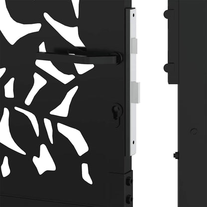 Garden Gate Black 105x106 cm Steel Leaf Design