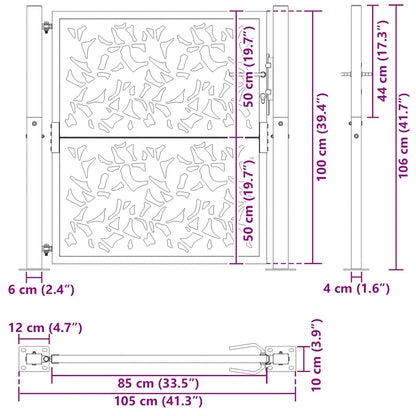 Garden Gate Black 105x106 cm Steel Leaf Design
