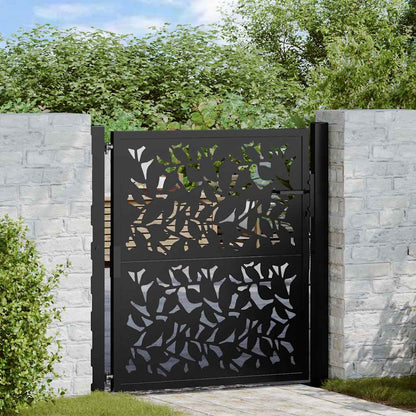 Garden Gate Black 105x106 cm Steel Leaf Design