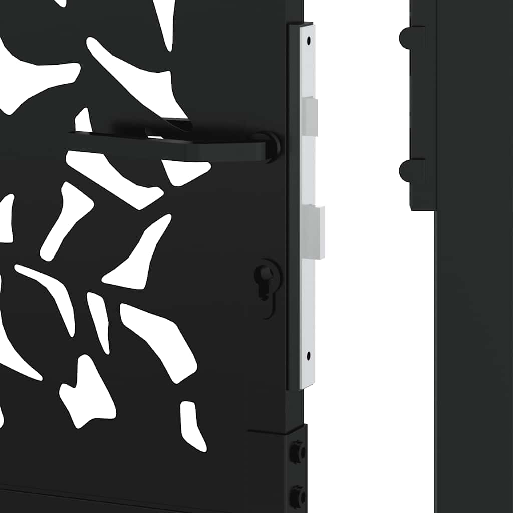 Garden Gate Black 105x155 cm Steel Leaf Design