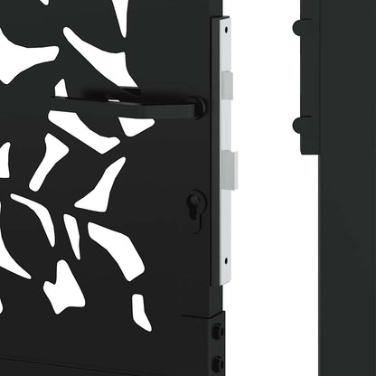 Garden Gate Black 105x155 cm Steel Leaf Design