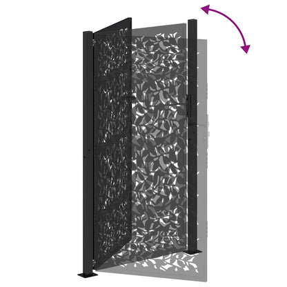 Garden Gate Black 105x180 cm Steel Leaf Design