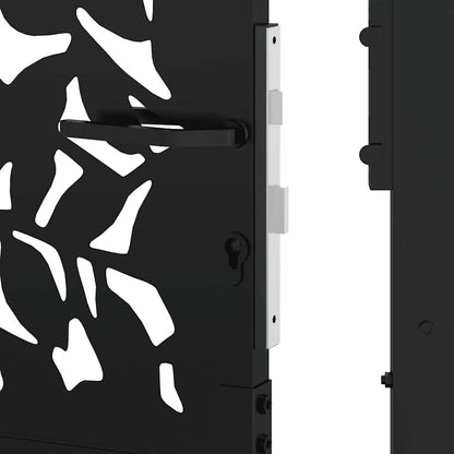 Garden Gate Black 105x180 cm Steel Leaf Design