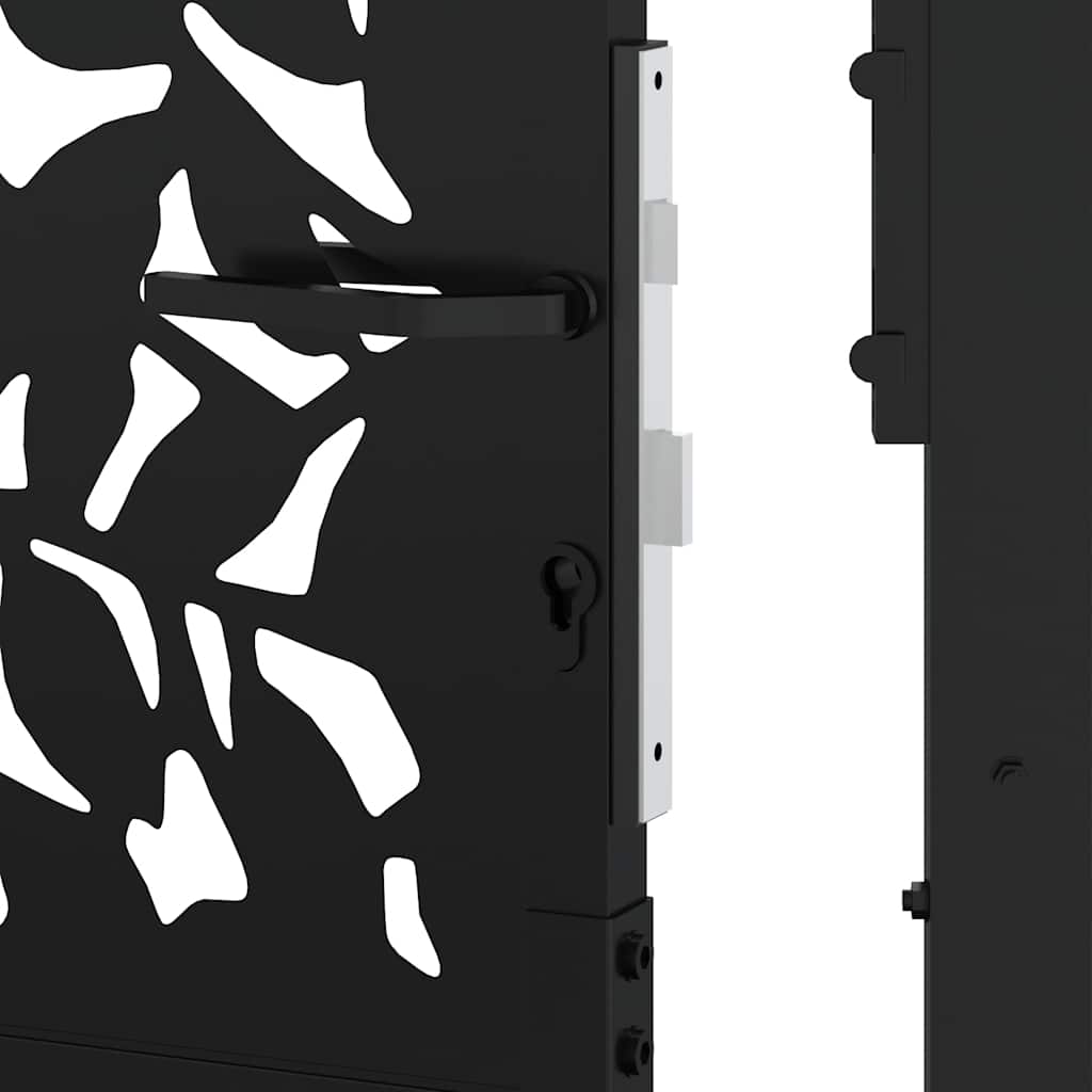 Garden Gate Black 105x205 cm Steel Leaf Design