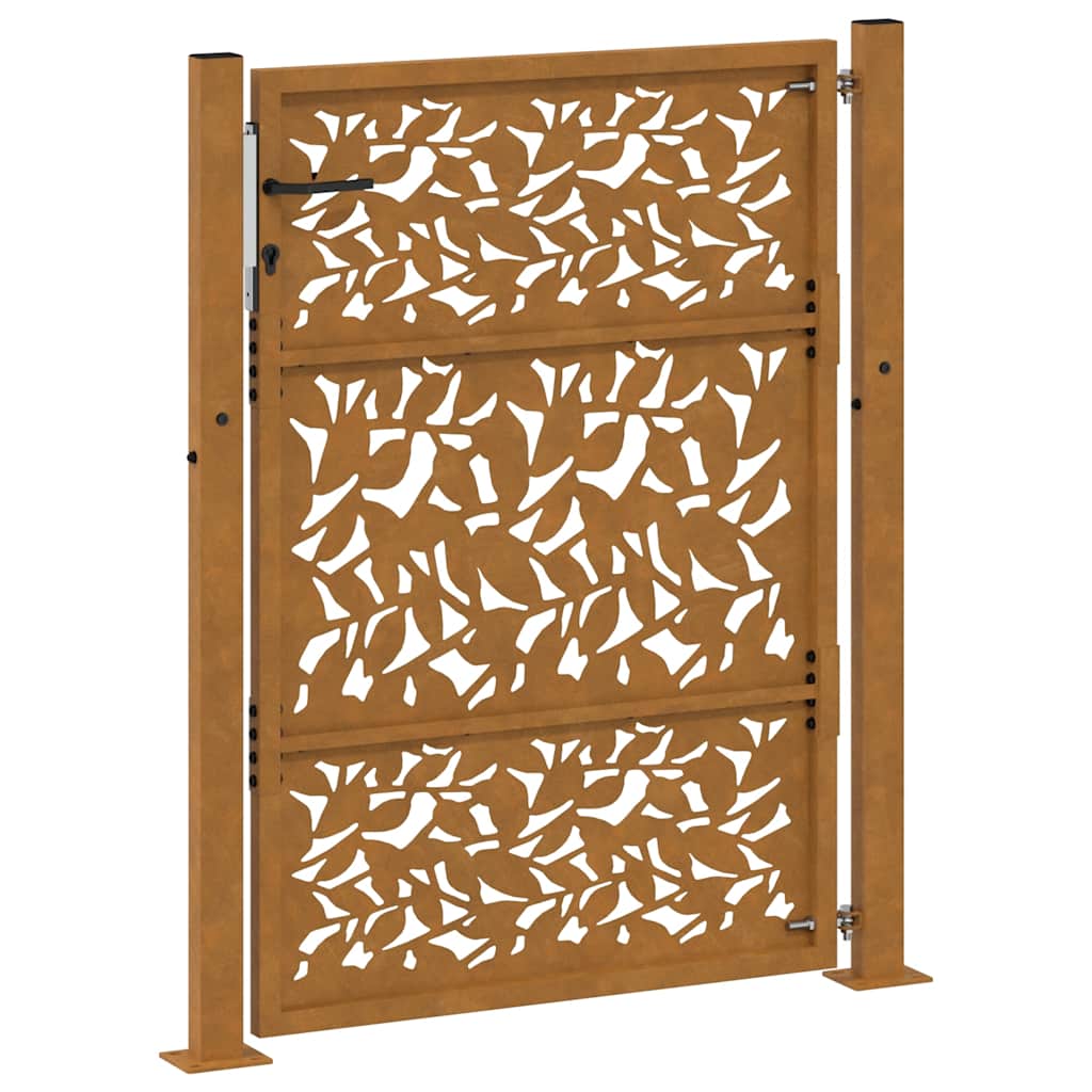 Garden Gate 105x130 cm Weathering Steel Leaf Design