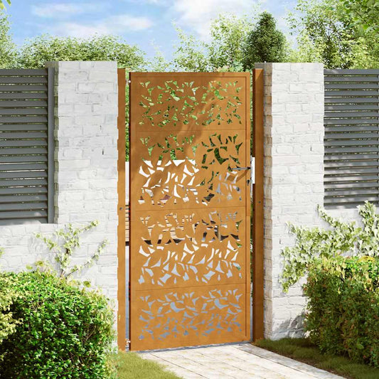 Garden Gate 105x180 cm Weathering Steel Leaf Design