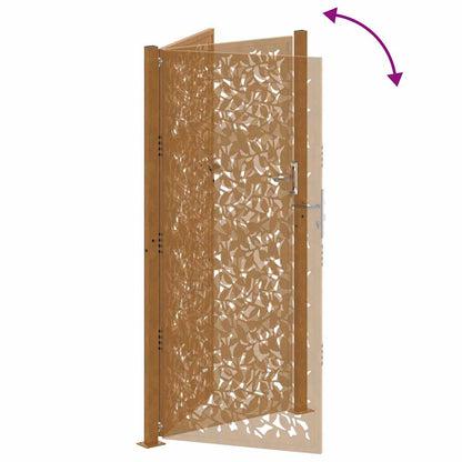 Garden Gate 105x205 cm Weathering Steel Leaf Design