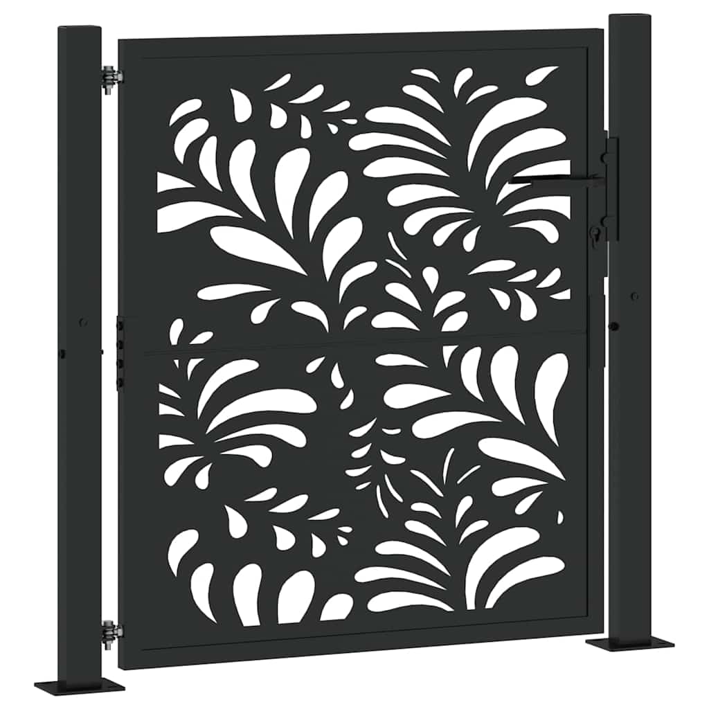Garden Gate Black 105x106 cm Steel Wave Design